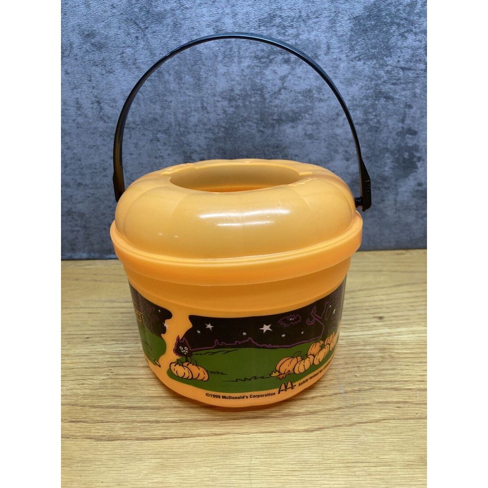 Vintage Halloween Mcdonalds Boo Bucket Happy Meal 1999‎ Grimace Pumpkin Fall